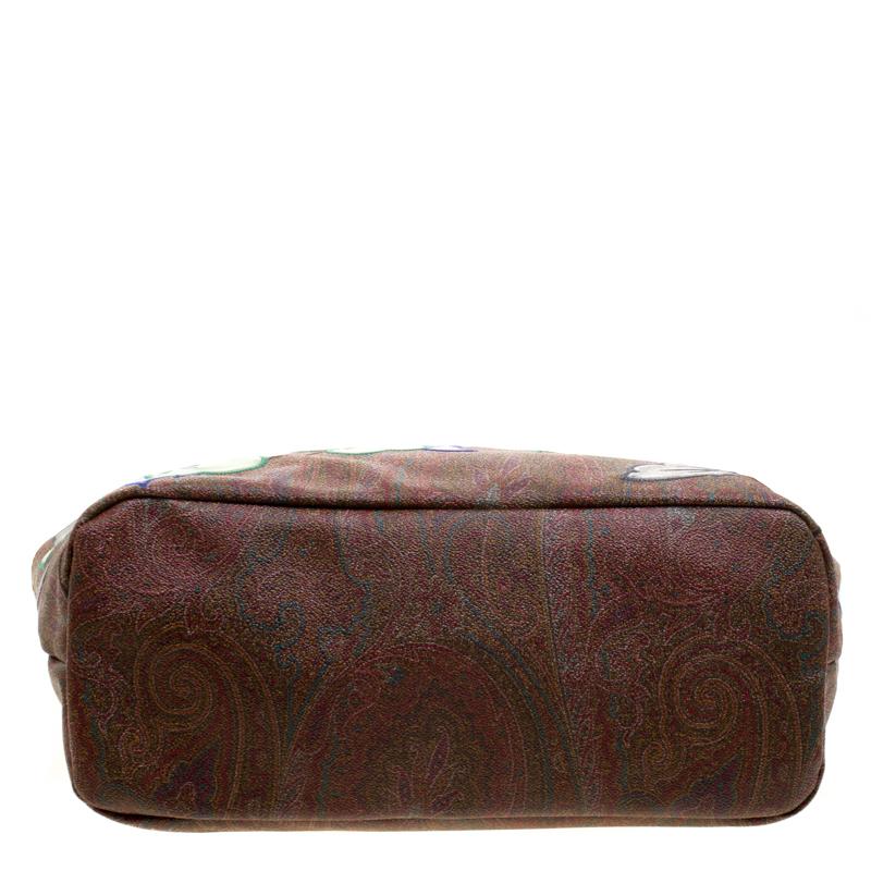Etro Brown Paisley Printed Coated Canvas Shopper Tote 4