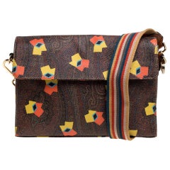 Etro Brown Paisley Printed Coated Canvas Umhängetasche