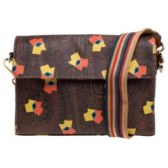 Etro Brown Paisley Printed Coated Canvas Shoulder Bag