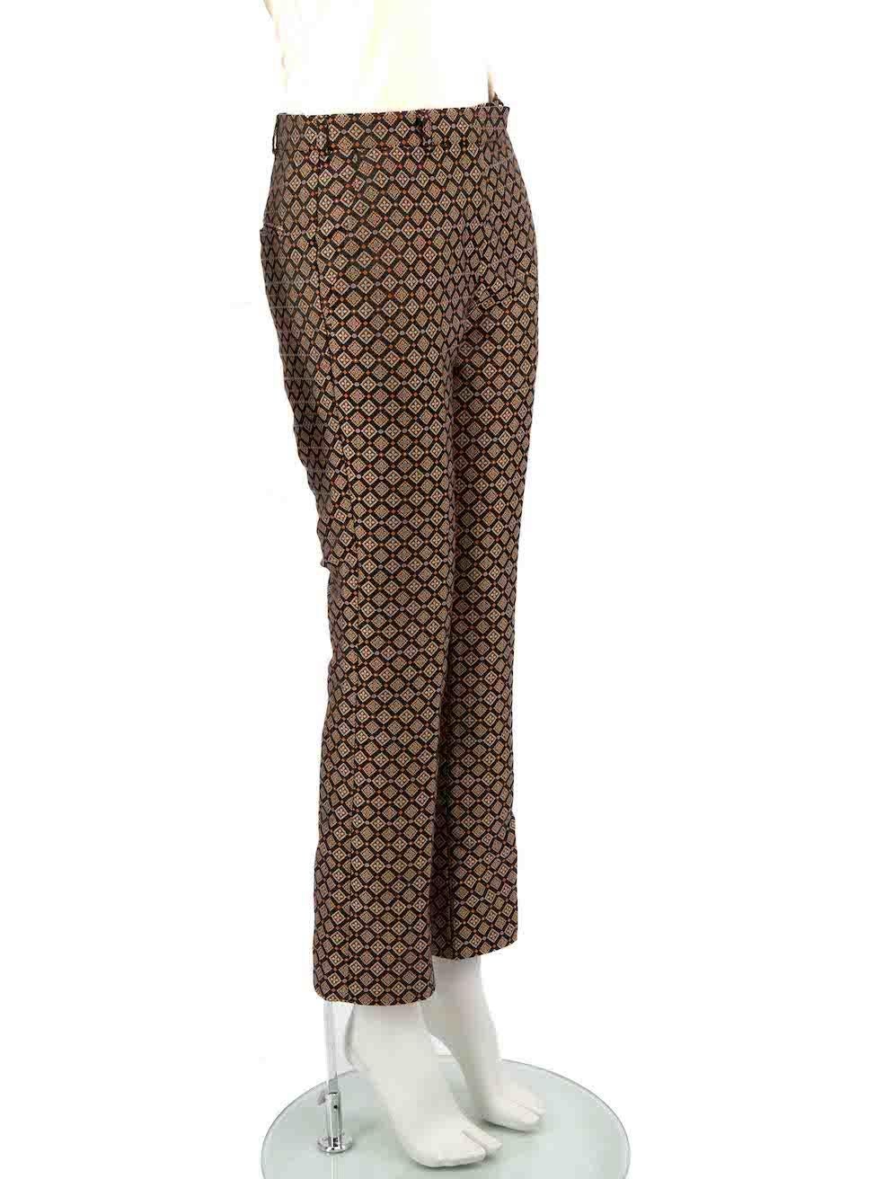 CONDITION is Never worn, with tags. No visible wear to trousers is evident on this new Etro designer resale item.
 
 
 
 Details
 
 
 Brown
 
 Polyester
 
 Trousers
 
 Abstract pattern
 
 Straight leg
 
 Mid rise
 
 2x Side pockets
 
 1x Back