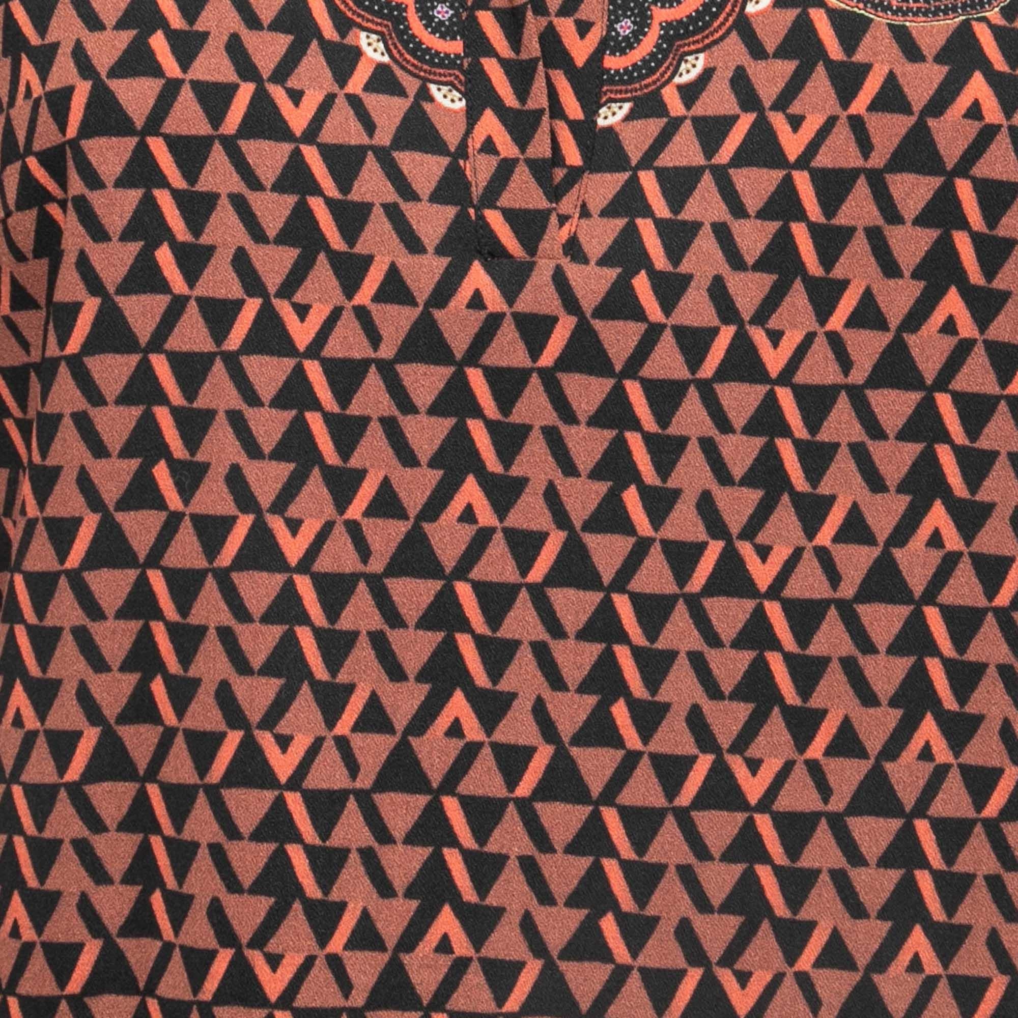 Etro Brown Printed Wool Collared A-Line Short Dress M In New Condition For Sale In Dubai, Al Qouz 2