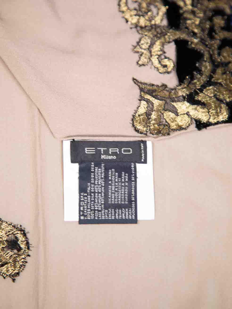 Etro Brown Silk Lace Trim Scarf For Sale 2