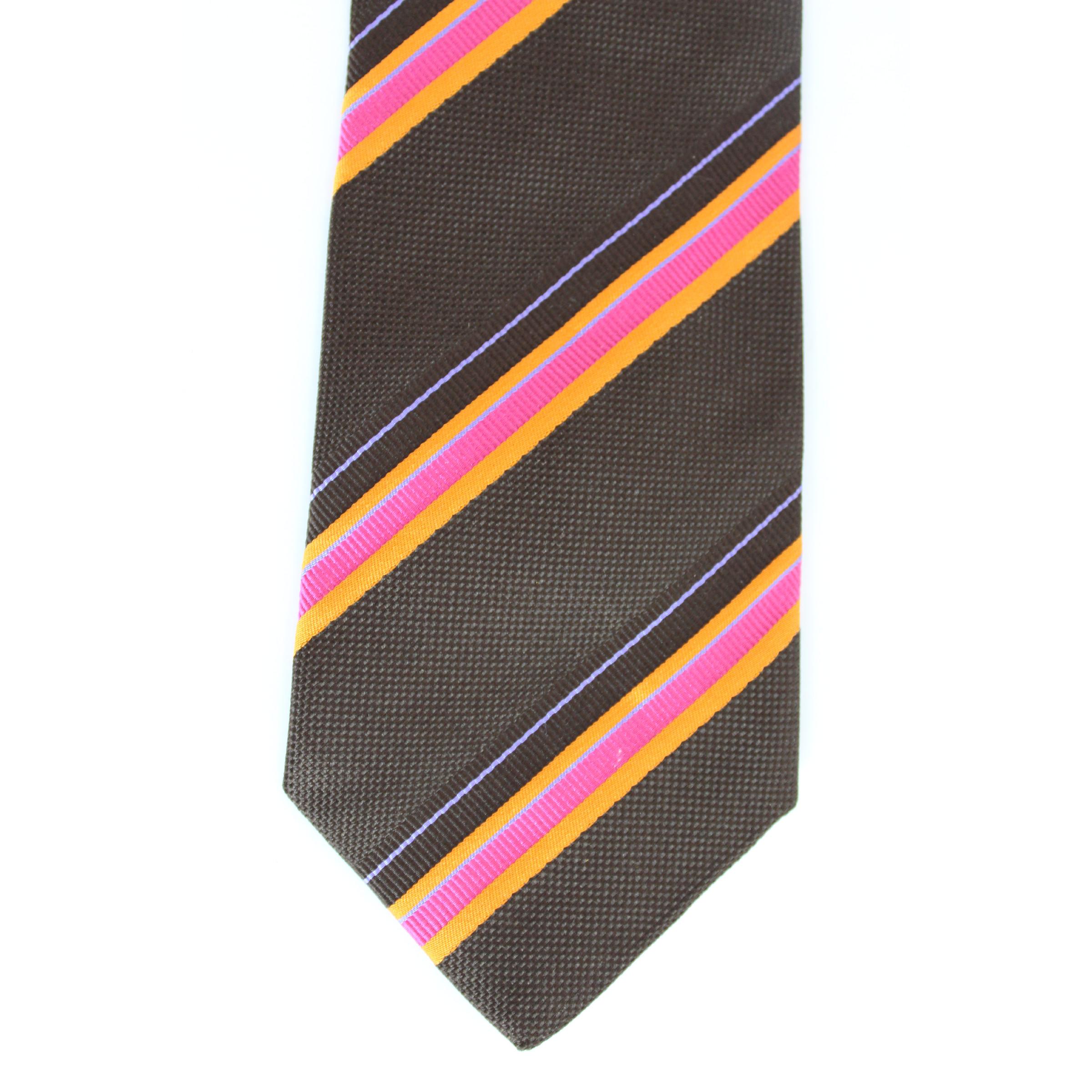 Etro Brown Silk Vintage Pinstripe Classic Tie For Sale 1