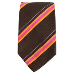 Etro Brown Silk Vintage Pinstripe Classic Tie