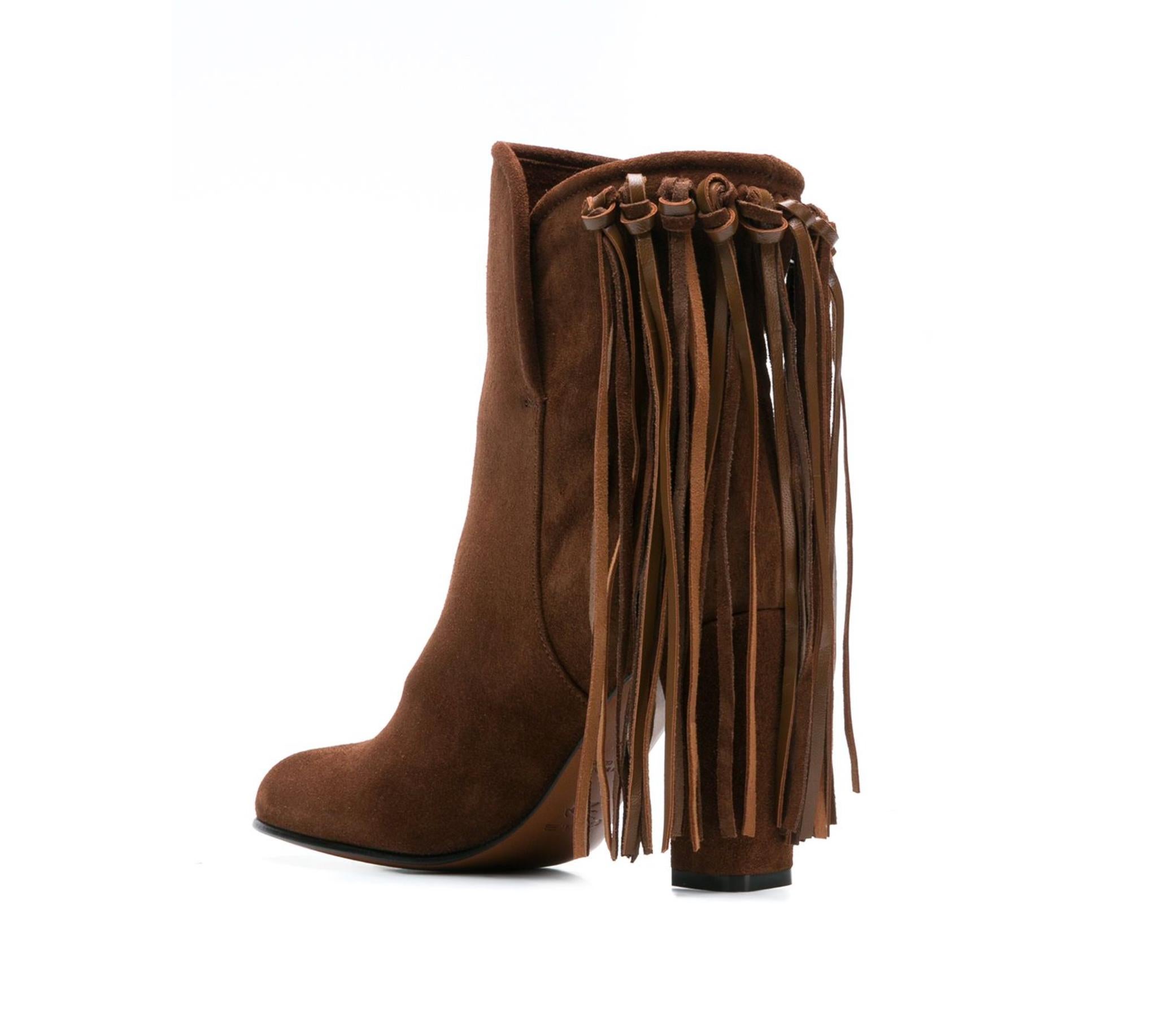 brown suede fringe boots