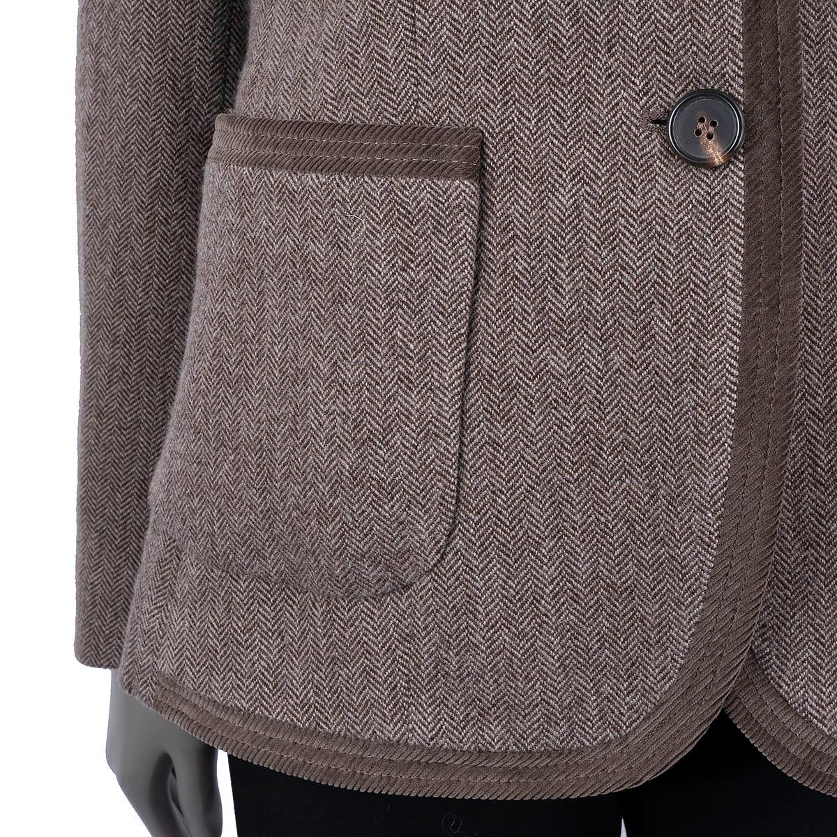 ETRO brown wool HERRINGBONE CORDUROY TRIM Blazer Jacket 44 L For Sale 3