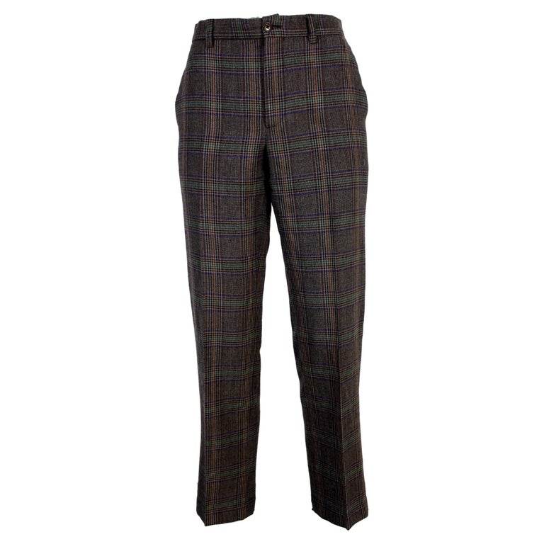 Etro Brown Wool Tweed Classic Palace Trousers at 1stDibs