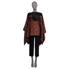 ETRO burgundy black 2019 EMBROIDERED PAISLEY PONCHO Blouse Shirt OS