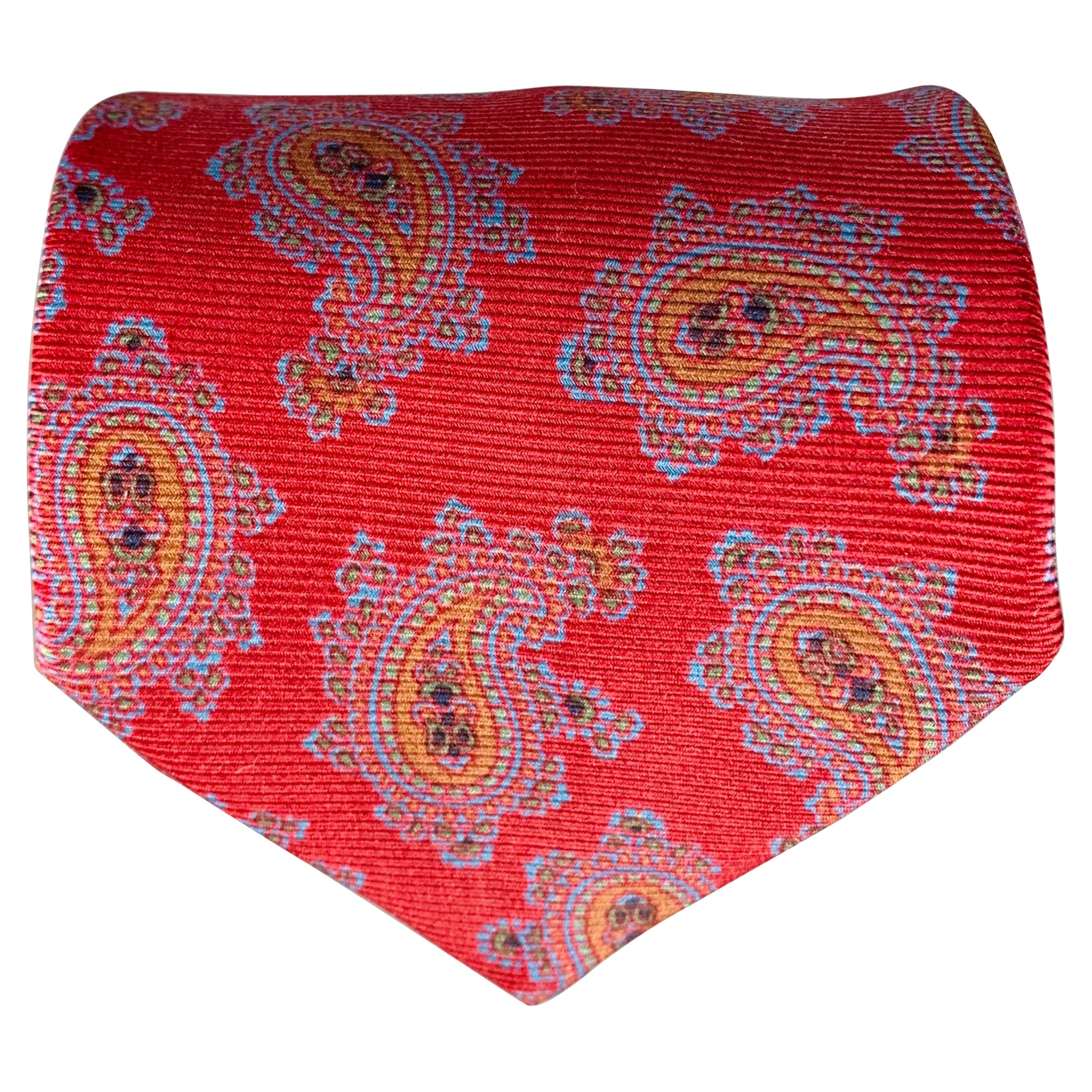 ETRO Burgundy Blue Paisley Silk Tie