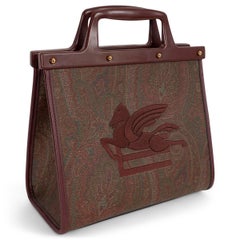 ETRO burgundy paisley canvas 2023 LOVE TROTTER MEDIUM Tote Bag