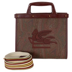ETRO burgundy paisley canvas 2023 LOVE TROTTER MEDIUM Tote Bag