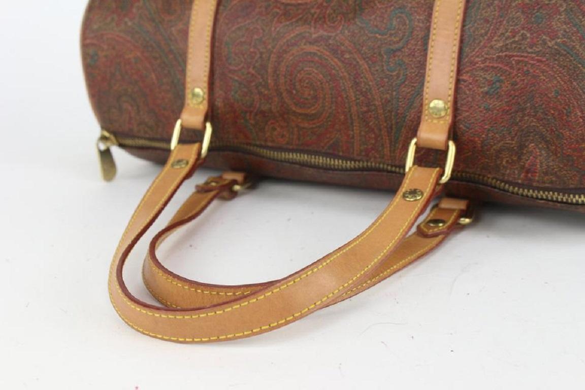 Etro Burgundy Paisley Cylinder Boston Bag 241et716 In Good Condition For Sale In Dix hills, NY