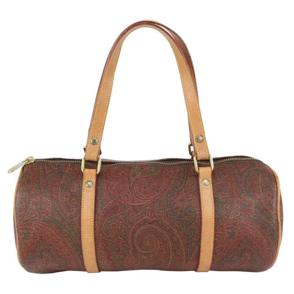 Etro Bolso Boston Cilindro Paisley Borgoña 241et716
