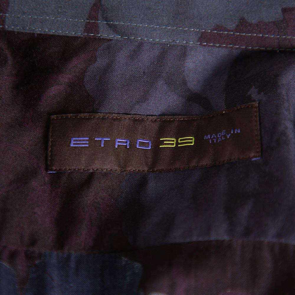 Men's Etro Burgundy Printed Cotton Button Front Shirt M