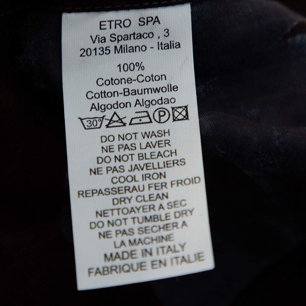 Etro Burgundy Printed Cotton Button Front Shirt M 1