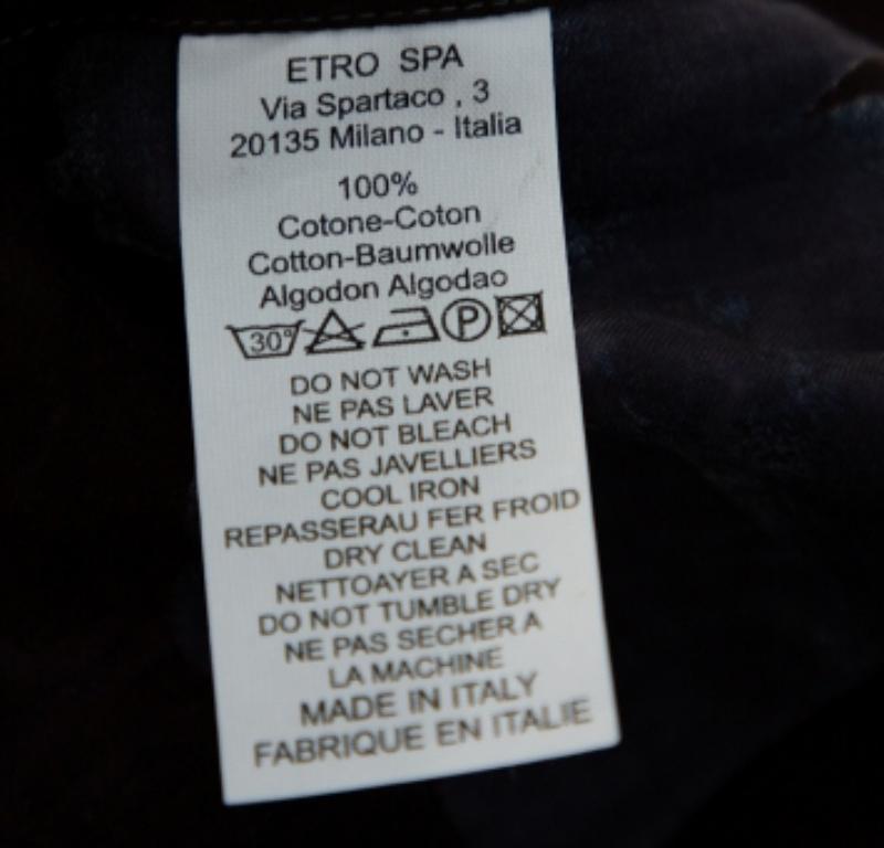 Etro Burgundy Printed Cotton Button Front Shirt M For Sale 1