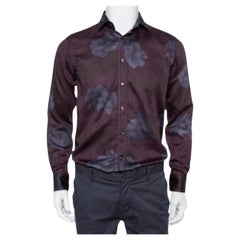 Etro Burgundy Printed Cotton Button Front Shirt M