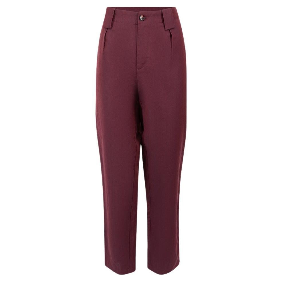 Etro Burgundy Tapered Leg Trousers Size XXL For Sale
