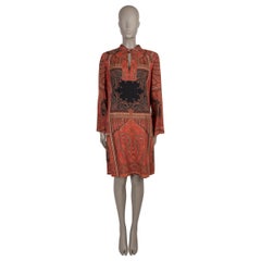 ETRO burnt orange silk 2020 PAISLEY TUNIC Dress 44 L