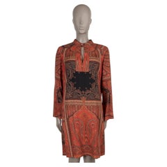 ETRO burnt orange silk 2020 PAISLEY TUNIC Dress 44 L