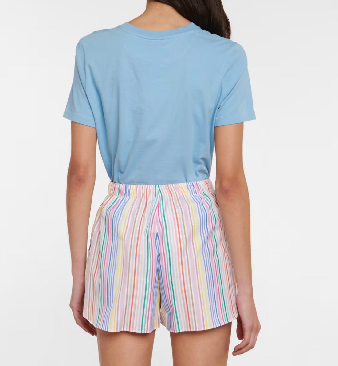 Etro Candy Stripe gestreifte Baumwoll-Shorts mit gestreiftem Logo bestickt, Größe S, neu mit Etikett im Zustand „Neu“ im Angebot in Paradise Island, BS
