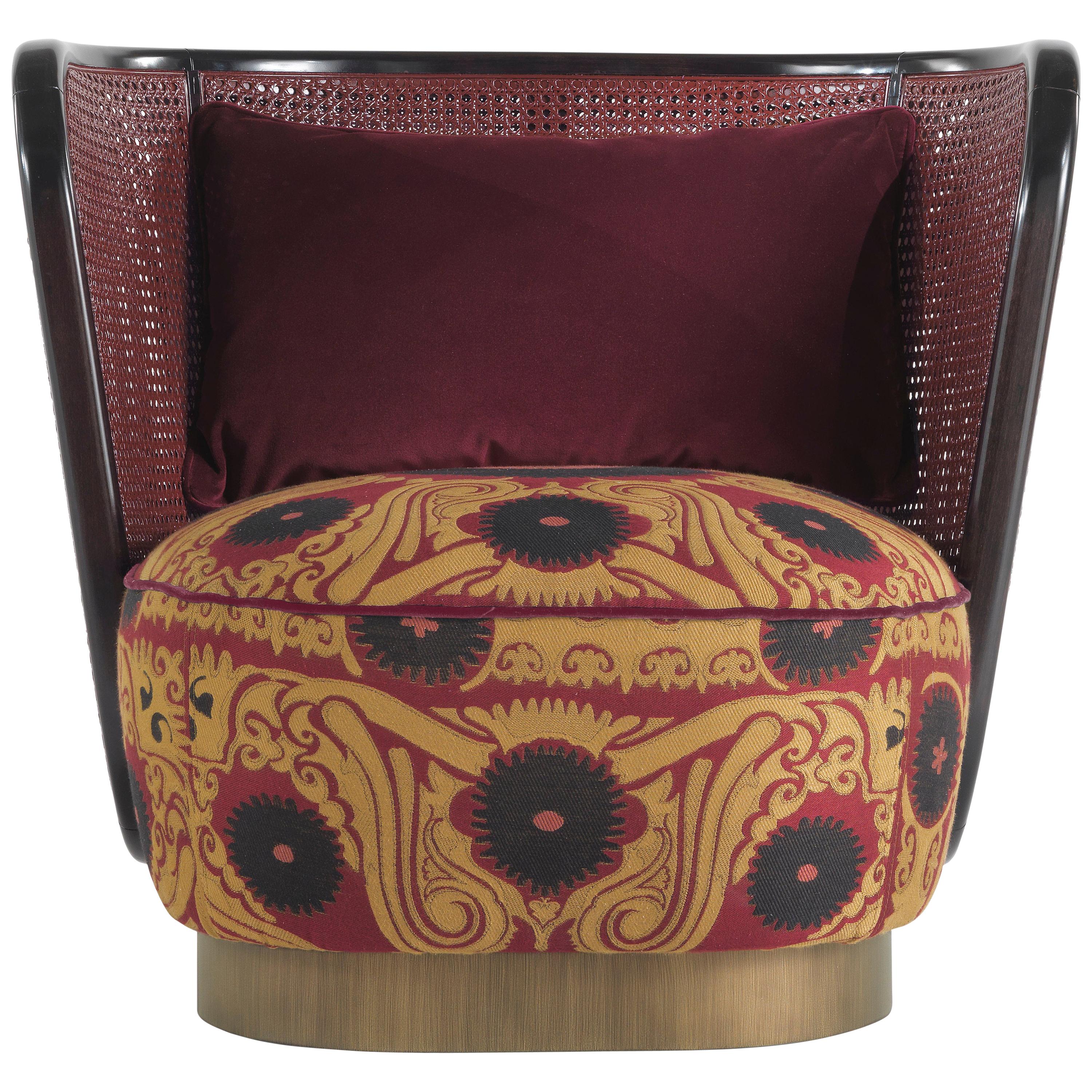 21st Century Caral Armchair in Fabric and Vienna Straw by Etro Home Interiors For Sale