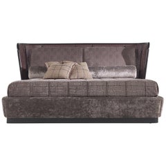 Etro Home Interiors Caral Bed in Velvet (for mattress L 200 D 200)