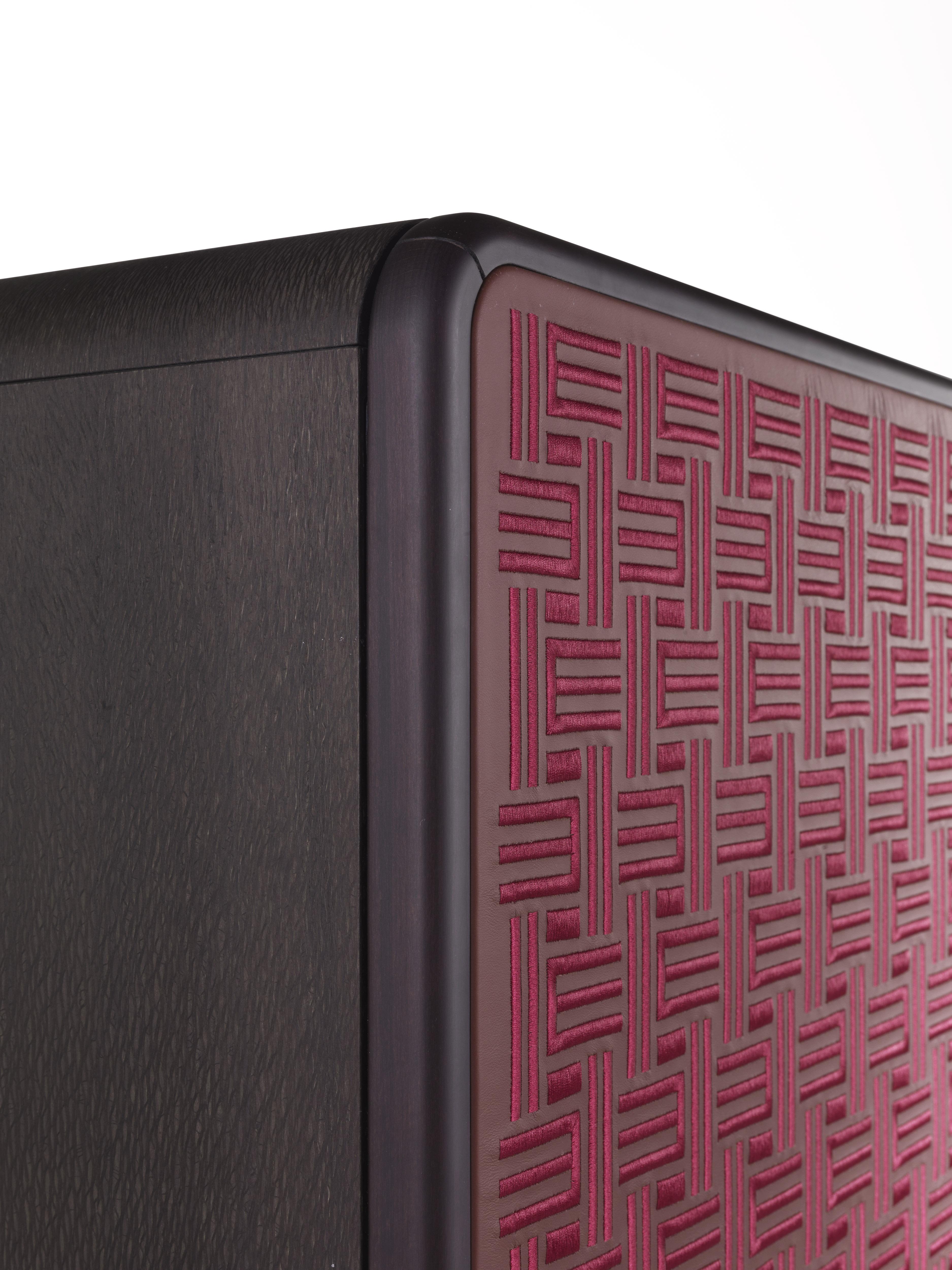 Italian 21st Century Caral Cabinet in Carbalho and Leather by Etro Home Interiors