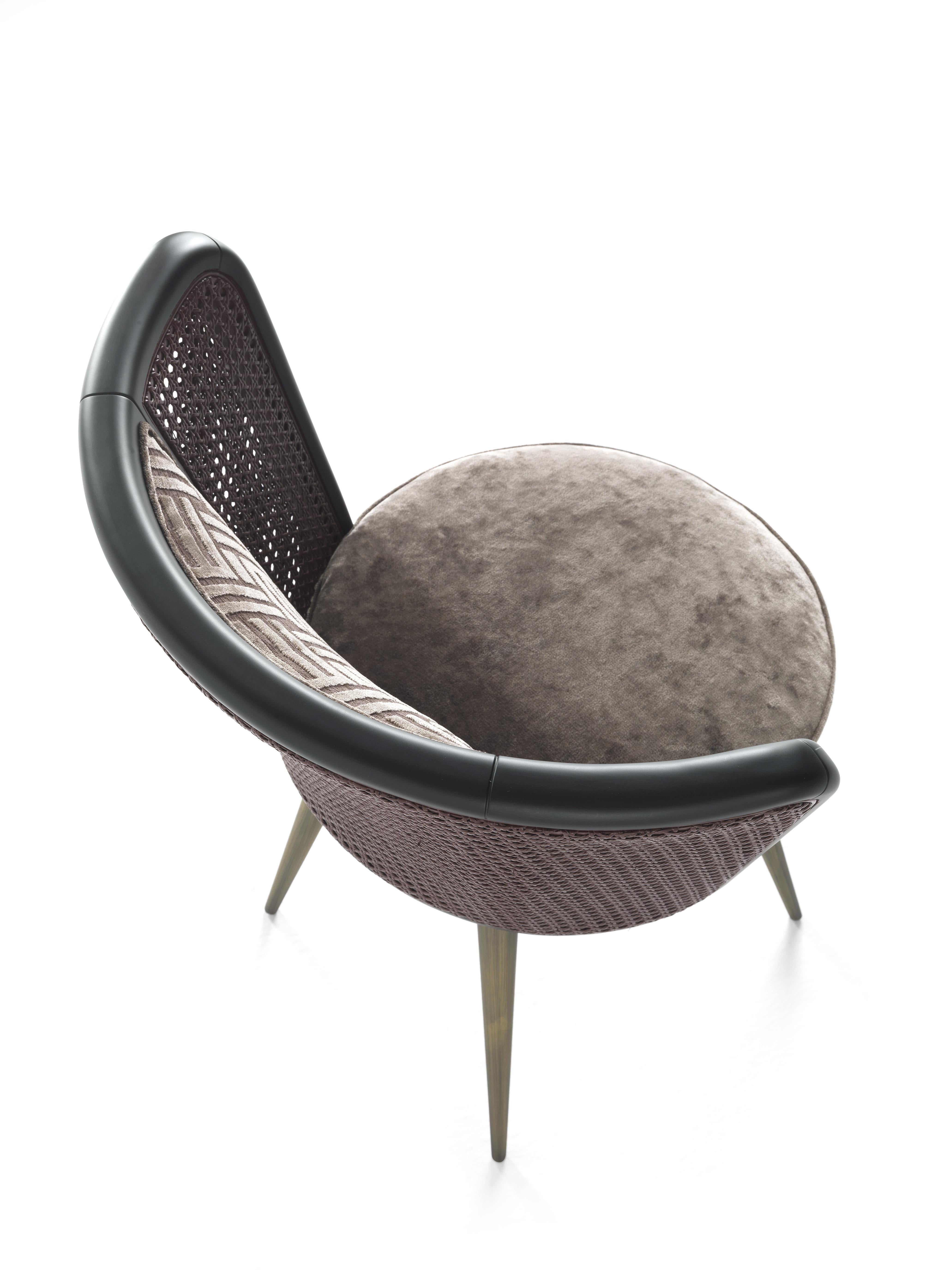 Modern 21st Century Caral Chair in Velvet and Vienna Straw by Etro Home Interiors