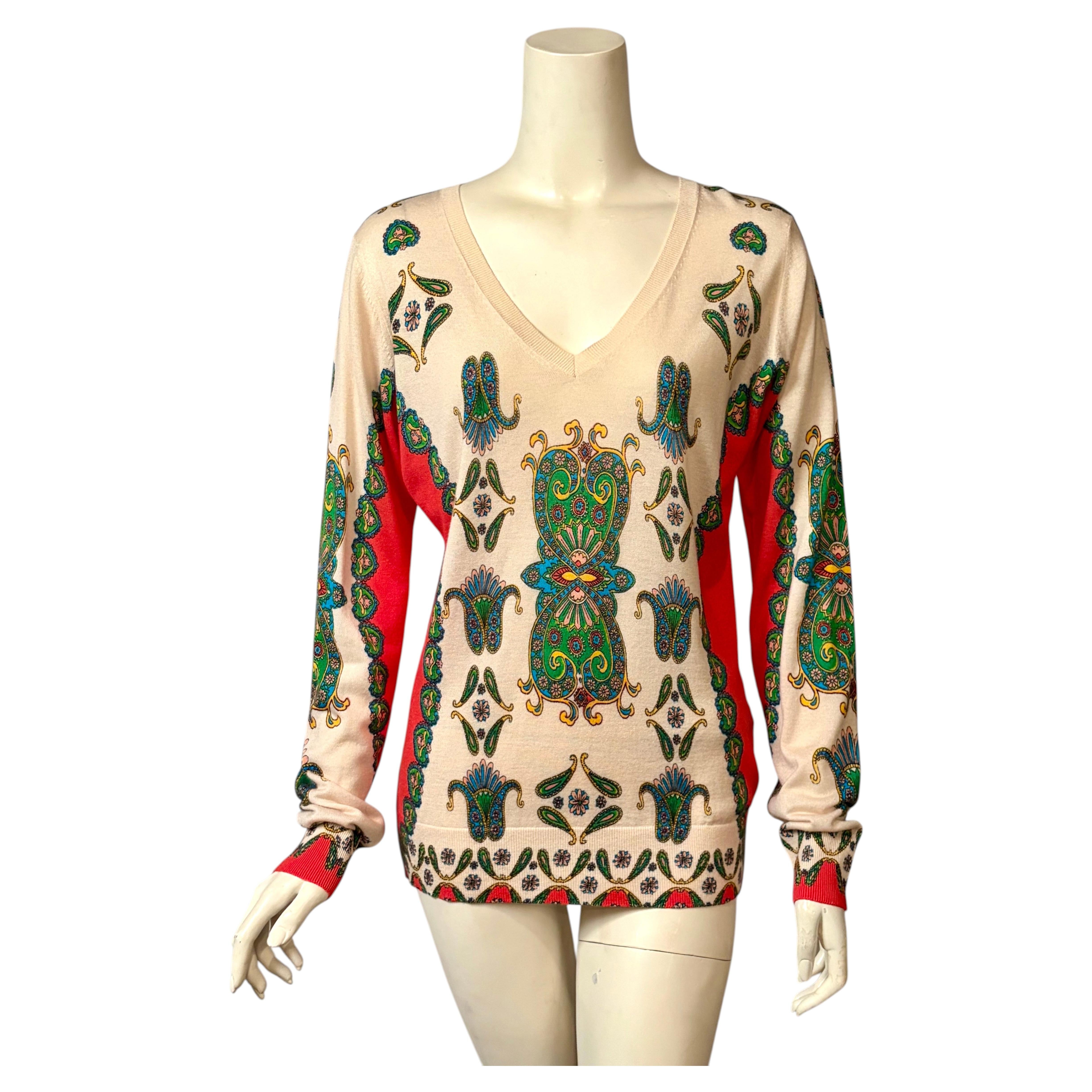 Pull-over Etro en cachemire et soie à motifs, neuf avec étiquette