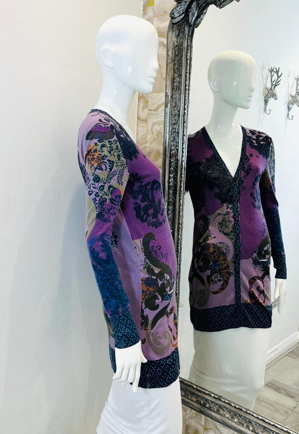 Etro Cashmere & Silk Printed Cardigan In Excellent Condition In London, GB