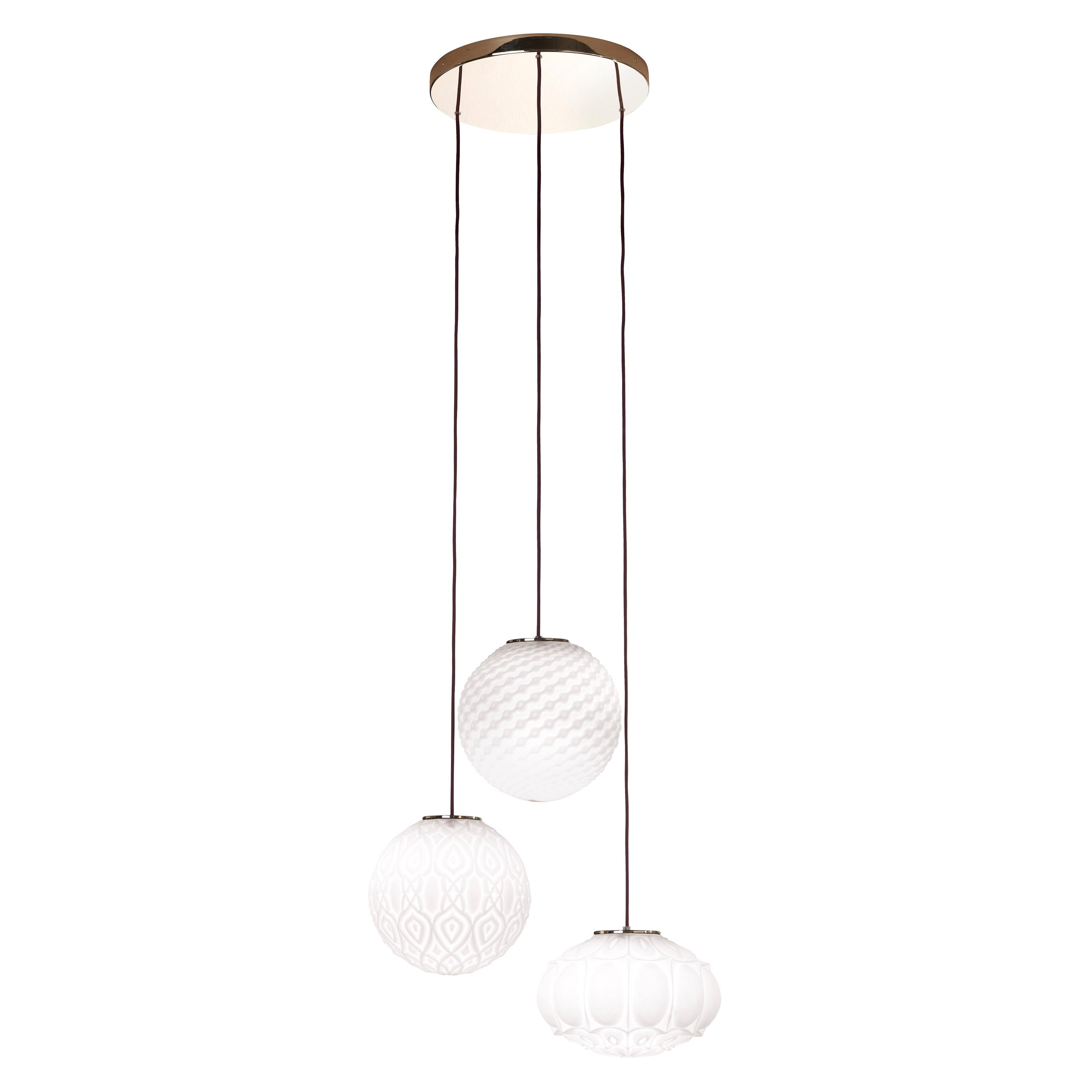 21st Century Chagall 3-Light Chandelier in White Glass by Etro Home Interiors
