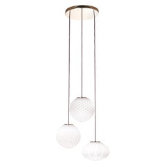 Etro Home Interiors Chagall 3-Light Chandelier in White Frost Blown Glass.