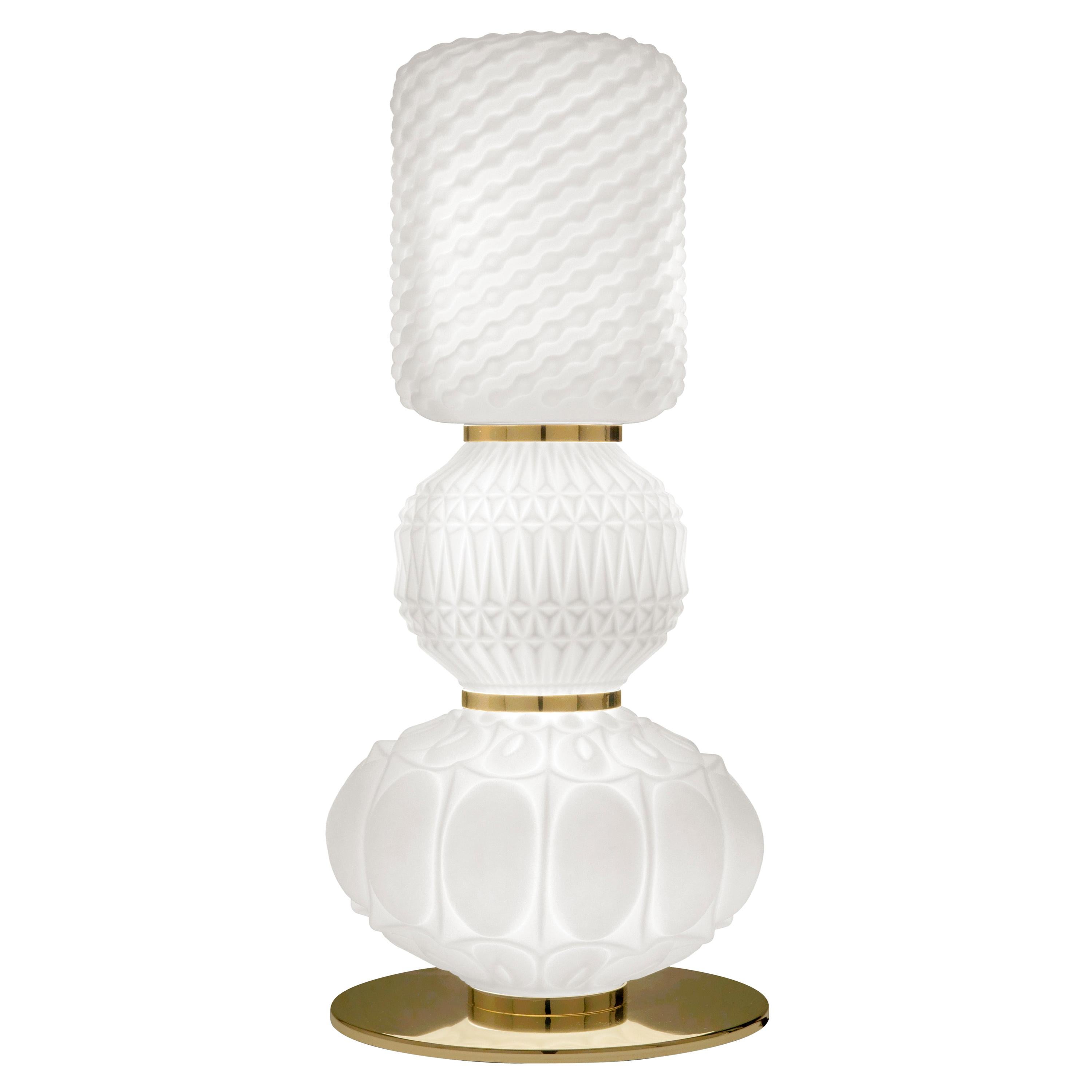 21st Century Chagall Table Lamp in Metal and White Glass by Etro Home Interiors