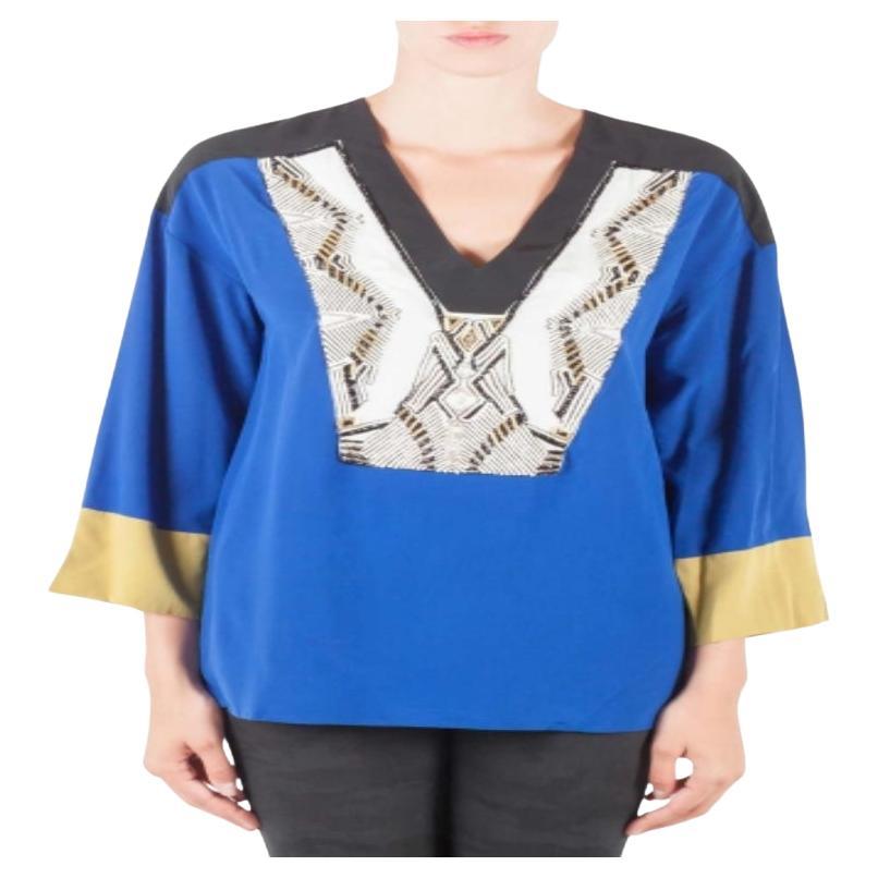 Etro - Tunica a maniche lunghe con carré in seta colorblock - M. I. in vendita