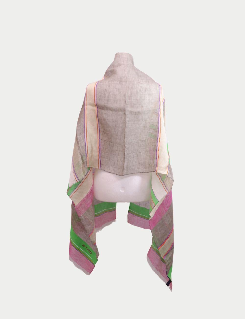 Marrone Etro Colorful Striped Scarf in vendita