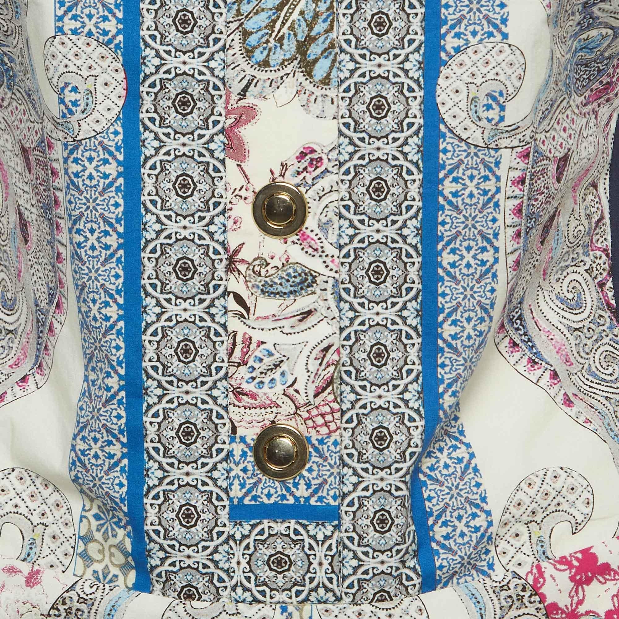 Etro Cotton Printed Cotton Short Sleeve Sheath Dress S In New Condition For Sale In Dubai, Al Qouz 2