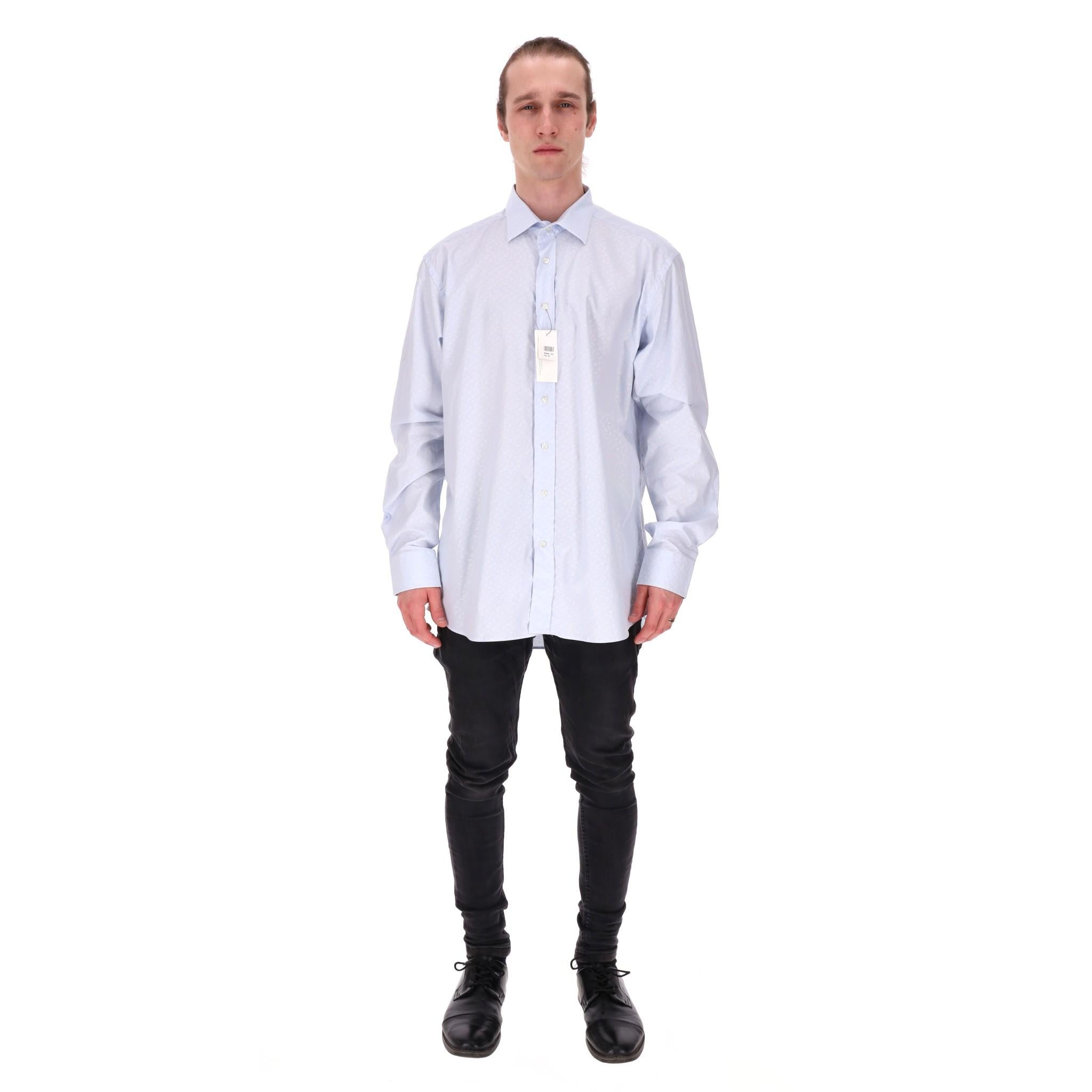 Brand New - Etro Cotton Shirt

Light blue shirt fully crafted from cotton with all-over textured, tonal embroidery.

Featuring a classic collar, regular fit, buttoned centre and cuffs.

Rrp Approx. £270

Size – 44IT

Condition –  New With