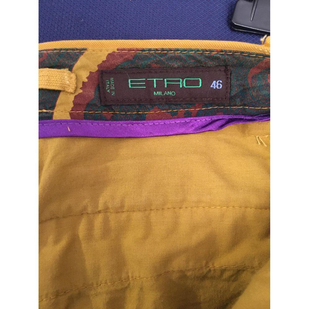Etro Cotton Yellow Trousers  In Good Condition For Sale In Carnate, IT