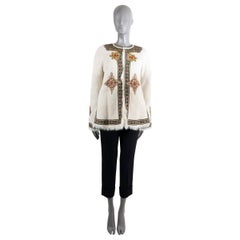 ETRO cream 2021 MUSTANG EMBROIDERED SHEARLING Jacket 42 M