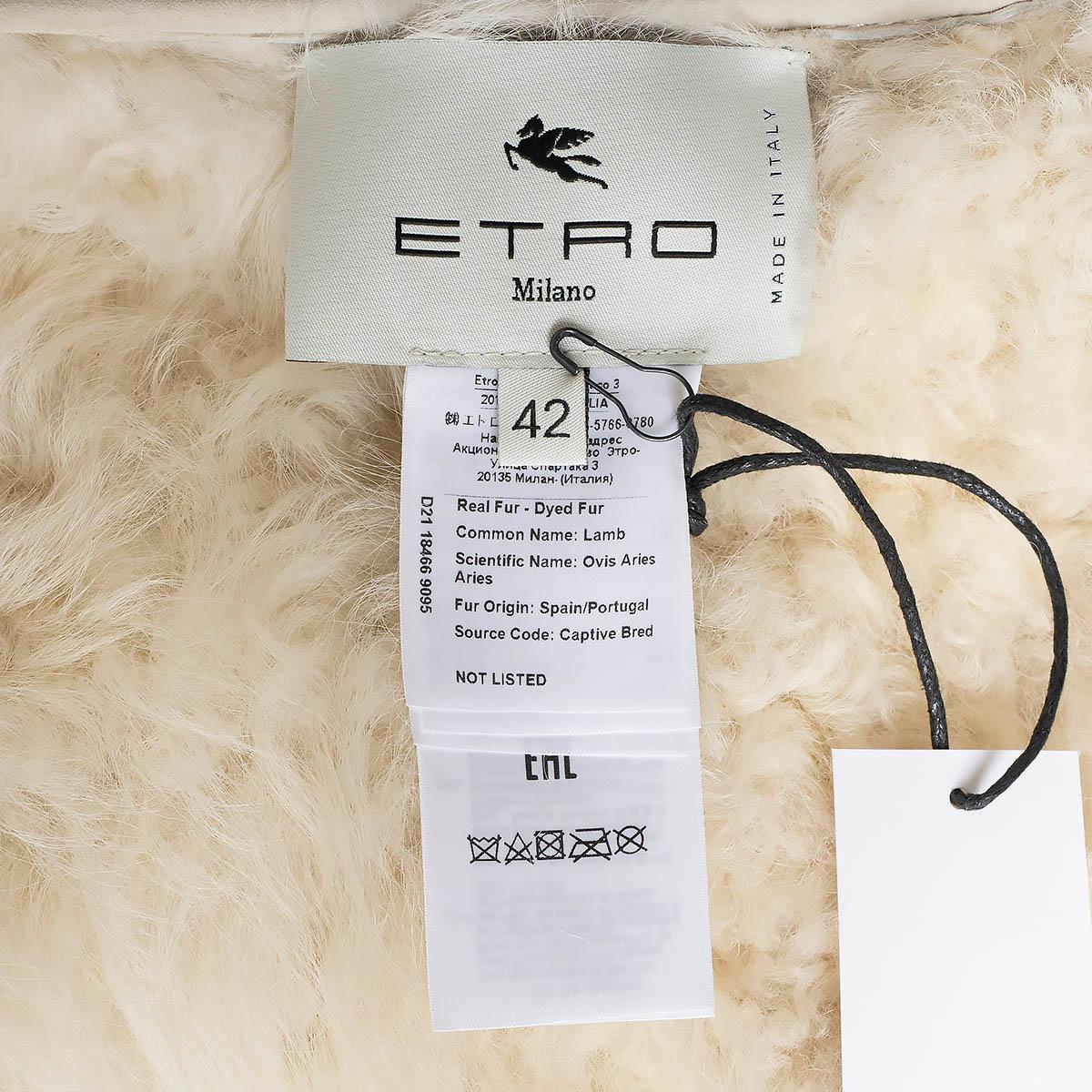 ETRO cream 2021 MUSTANG EMBROIDERED SHEARLING Jacket 42 M For Sale 3