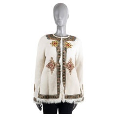 ETRO Creme 2021 MUSTANG EMBROIDERED SHEARLING Jacke 42 M