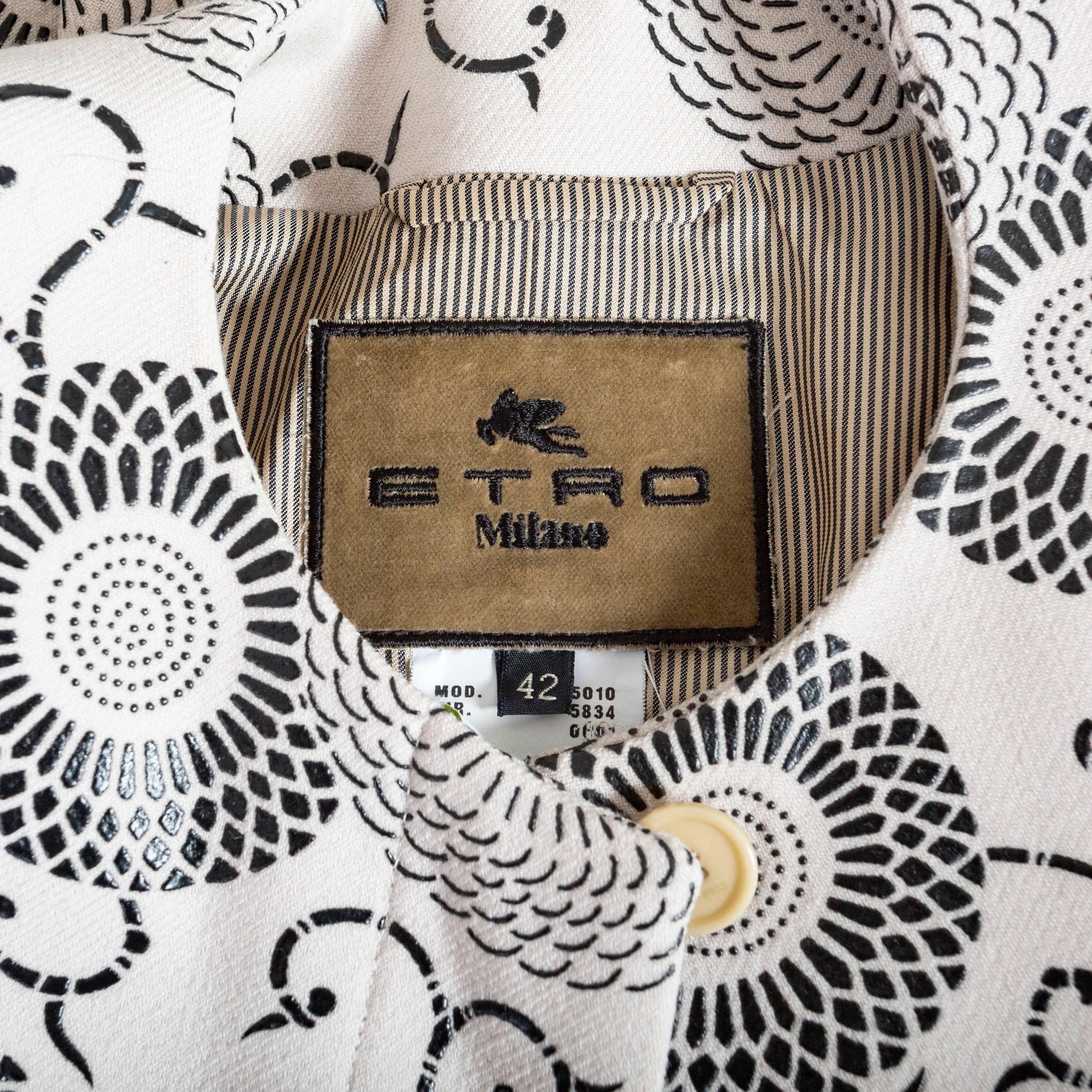 Etro Cappotto Swing con stampa floreale crema e nera Autunno2012 in vendita 6