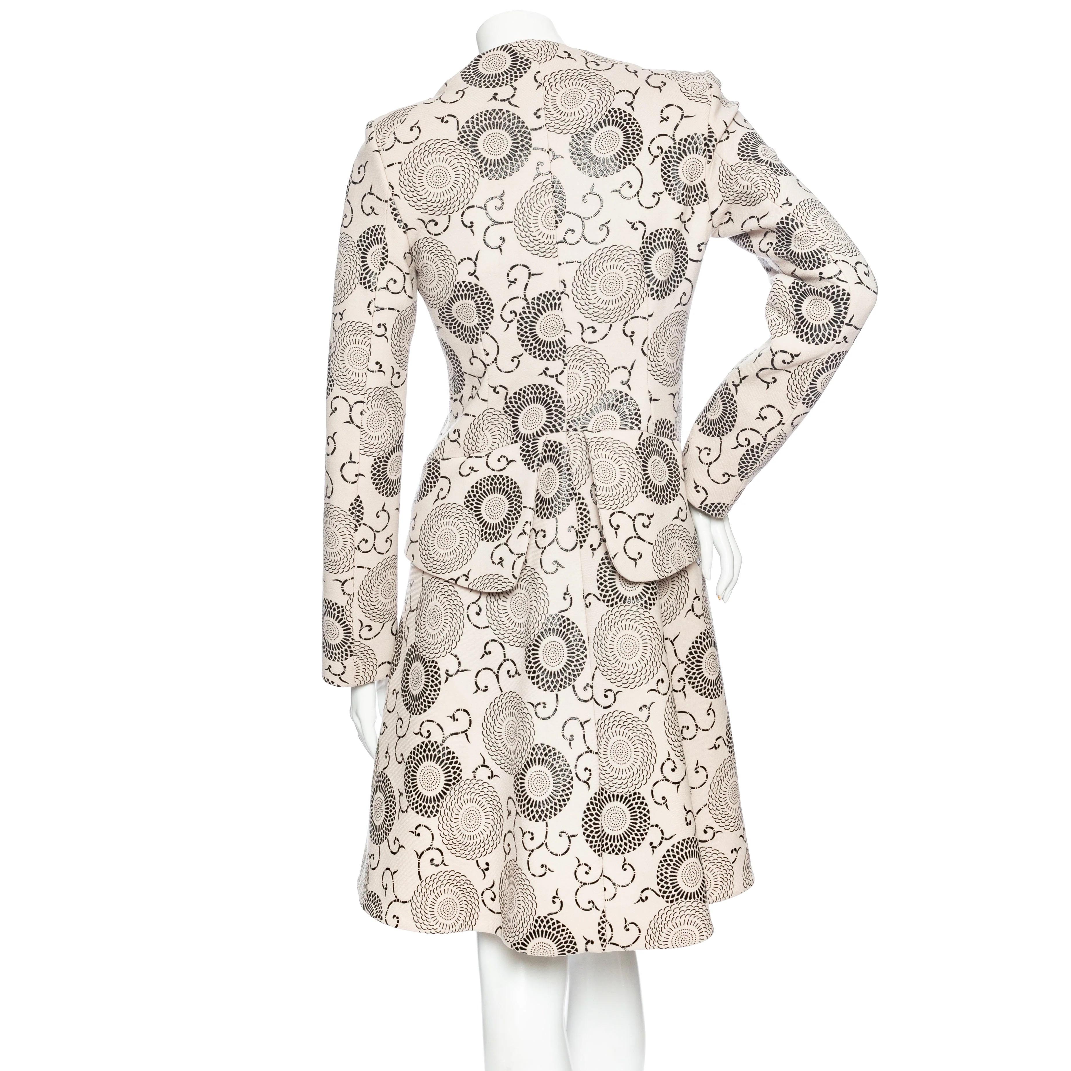 Bianco Etro Cappotto Swing con stampa floreale crema e nera Autunno2012 in vendita
