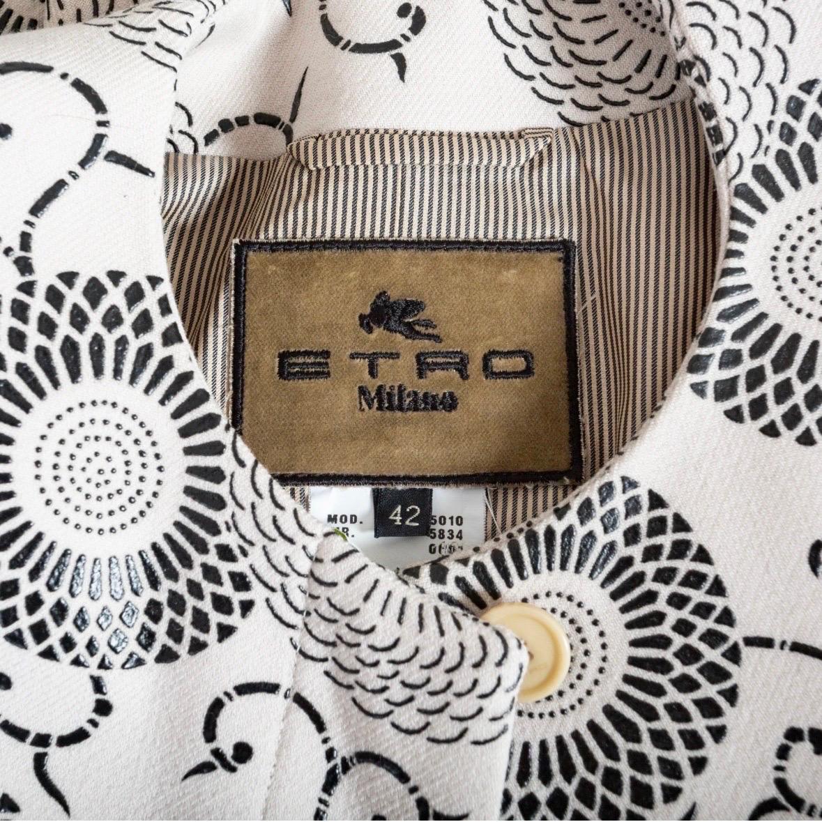 Etro - Manteau à imprimé floral crème et noir - Automne 2012 en vente 2
