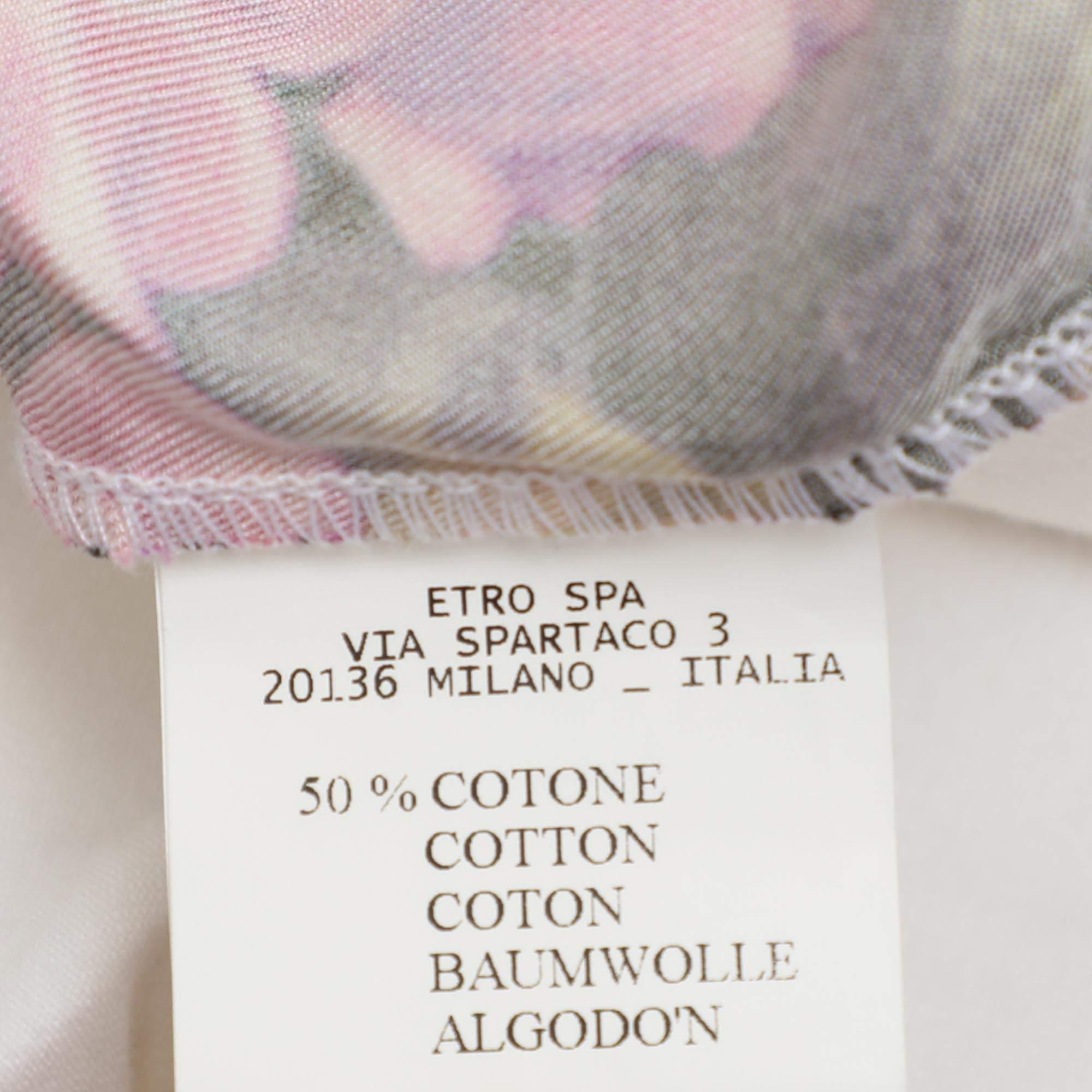 Donna Etro - Maglietta in cotone e seta stampata color crema/multicolore M. T. I. in vendita