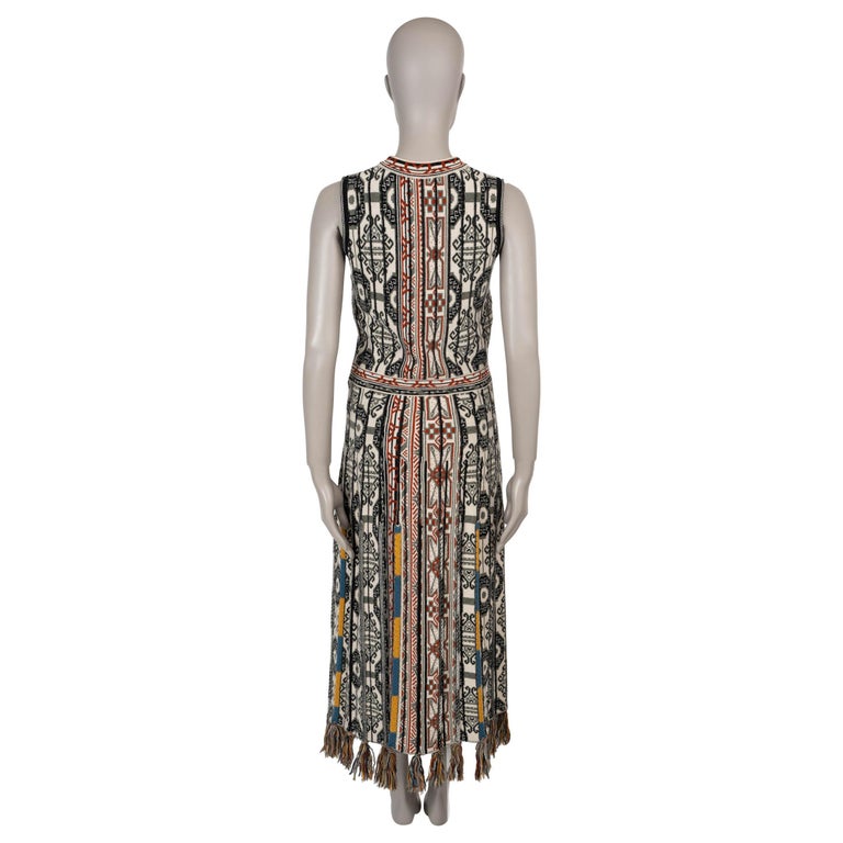 ETRO cream wool 2021 GEOMETRIC SIDE SLIT KNIT MIDI Dress 42 M For Sale at  1stDibs