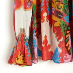 Etro Croisiere 2023 Top FR38 Sobredimensionado Algodón Seda Pintado Top Blusa UK10 US8