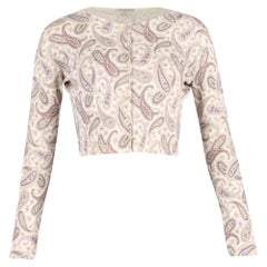 Cardigan court à motif cachemire Etro en laine beige