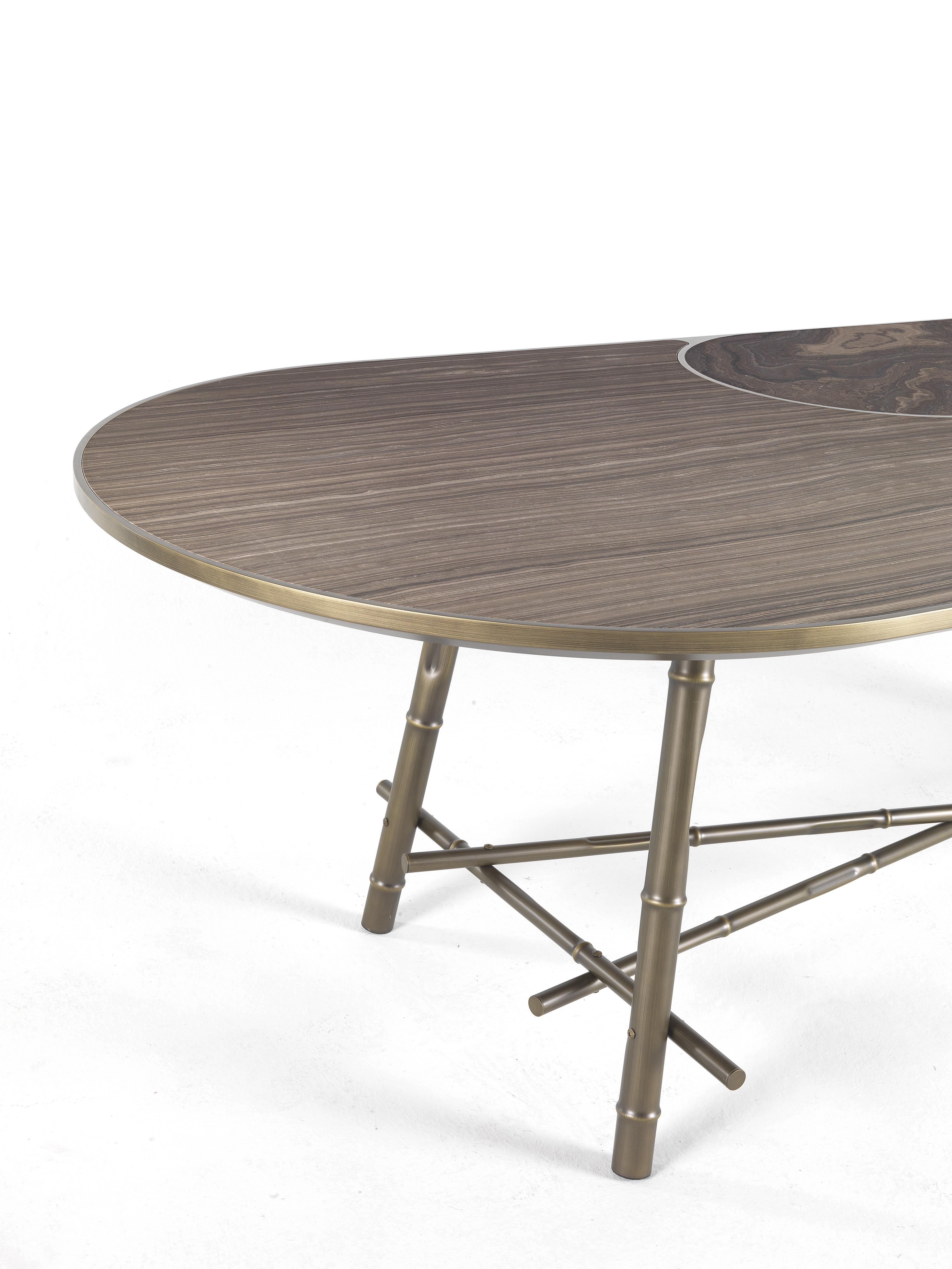Italian 21st Century Dalí Oval Dining Table in Metal and Marble by Etro Home Interiors For Sale